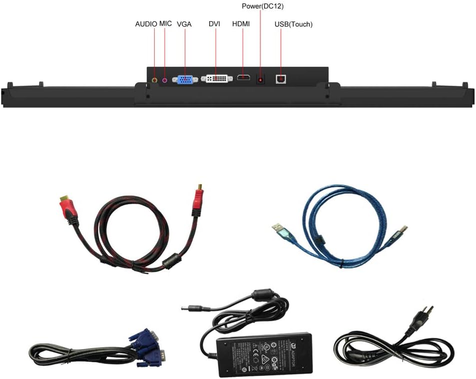 GreenTouch 15.6 Inch 10 Points Open Frame Touch Display, Industrial PCAP Touchscreen Monitor, VGA+HDMI+DVI Port - 16:9
