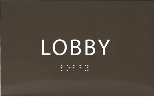 6" X4" Lobby Sign - Tactile Graphics Grade 2 Braille Text Reception Area Sign| Utility ADA Compliant Wall Mount Plastic Signs For Hospital, Offices, Businesses & Apartments