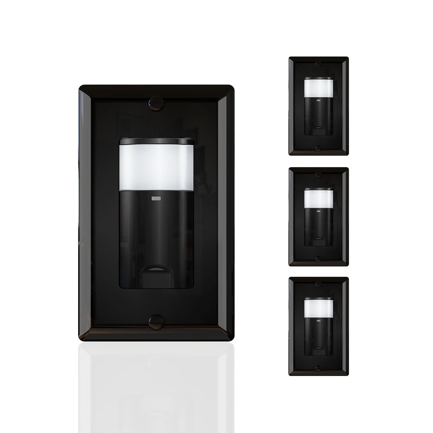 ECOELER Black PIR Motion Sensor Light Switch, Occupancy Motion Detector Switch with Sensitivity & Delay Adjustable, Neutral Wire Required, Single Pole, for Hallway, Bathroom, Storage Room, 4 Pack
