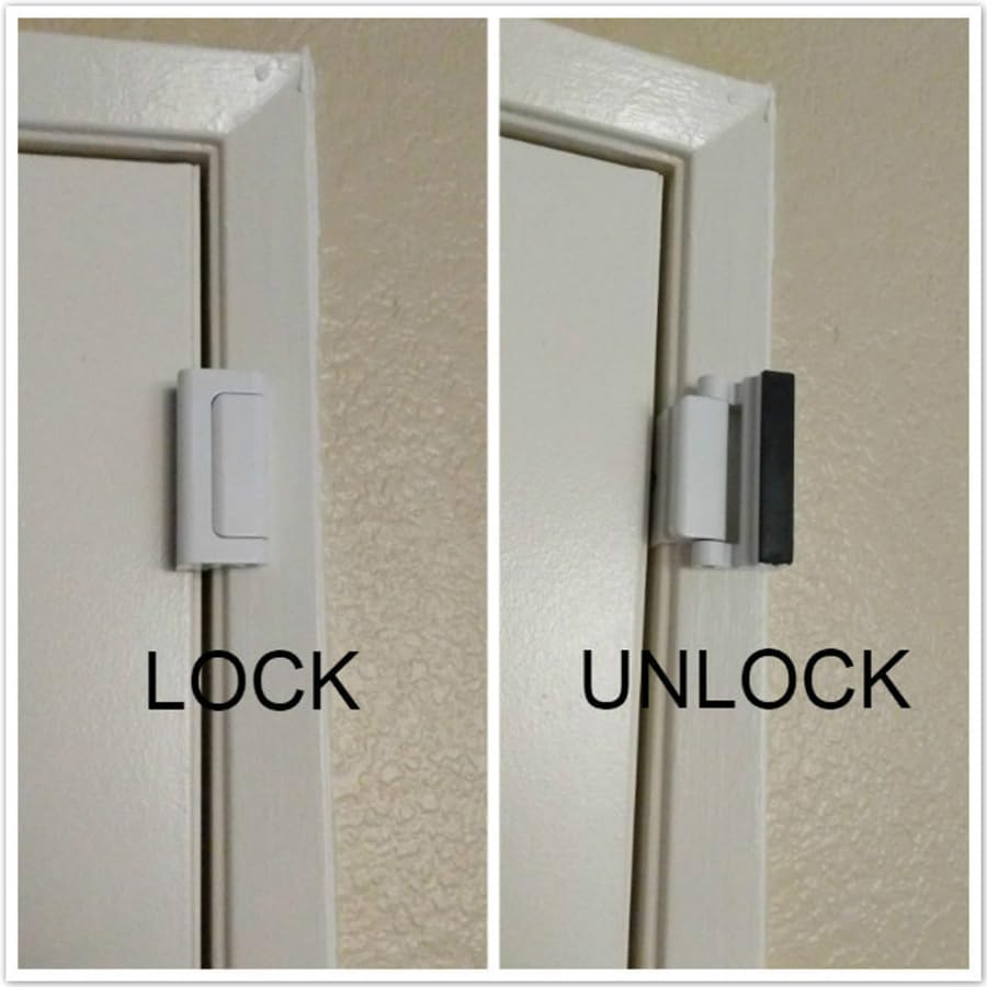 Door Reinforcement Lock with Screws, Add Extra Home Security Door Latch Safety Childproof Door Lock for Inward Swing Door Night Lock Withstand 800 Lbs (4 Pack)
