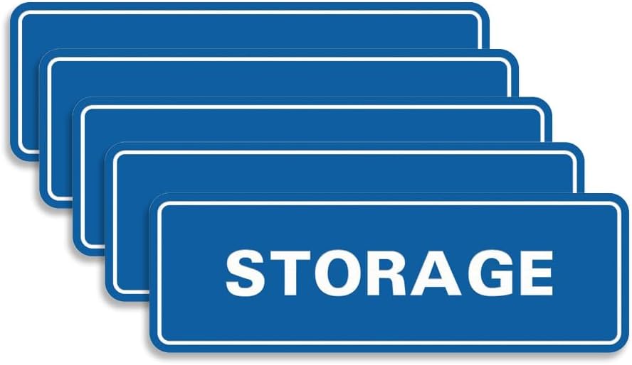 Standard STORAGE Door/Wall Sign - Blue - Small (5 Pack)