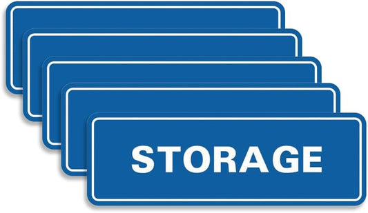 Standard STORAGE Door/Wall Sign - Blue - Large (5 Pack)