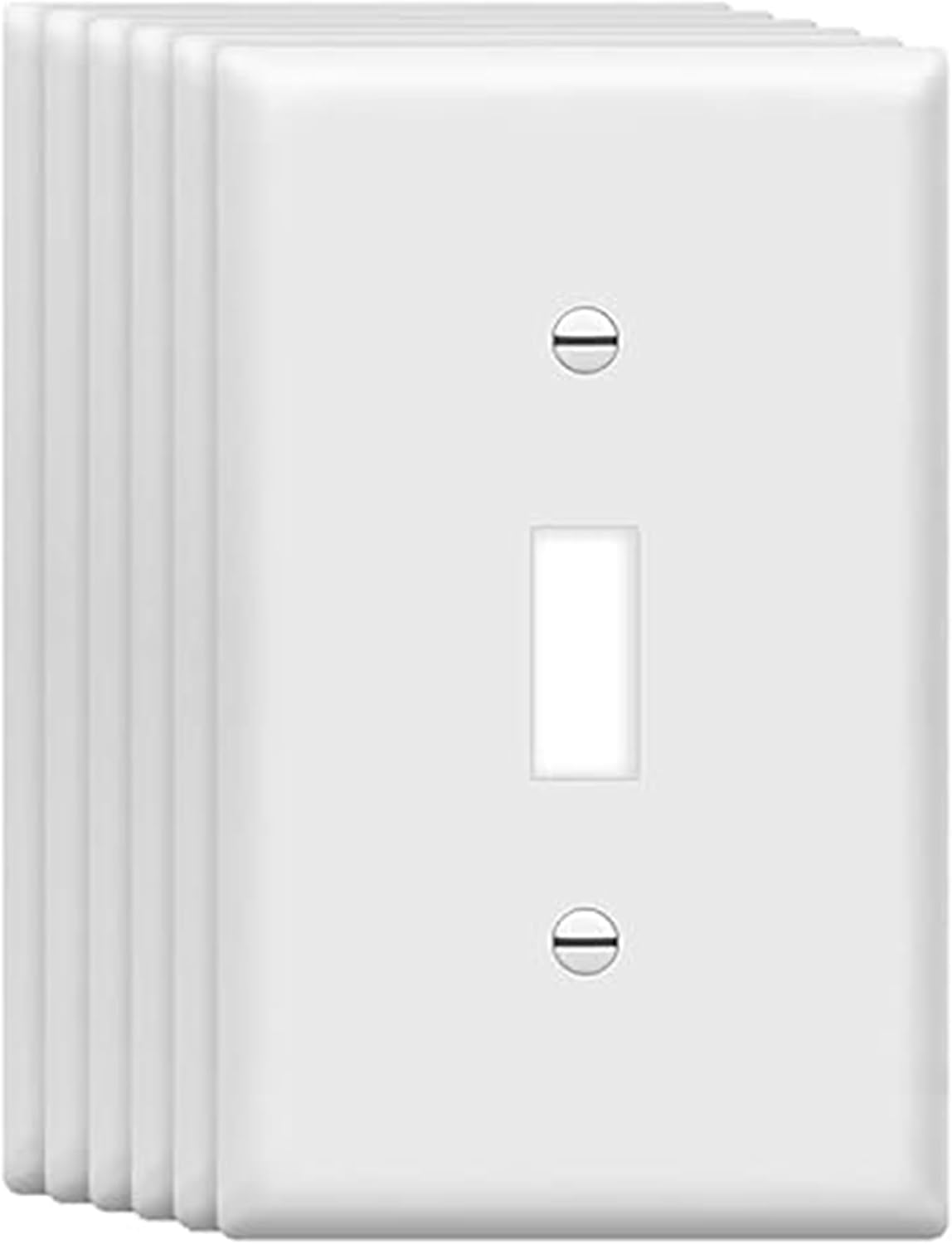 Mid-Size Toggle Light Switch Wall Plates 1-Gang 4.89" x 3.12" Switch Electrical Cover Plate Unbreakable Thermoplastic Faceplate, White (6 Pack)