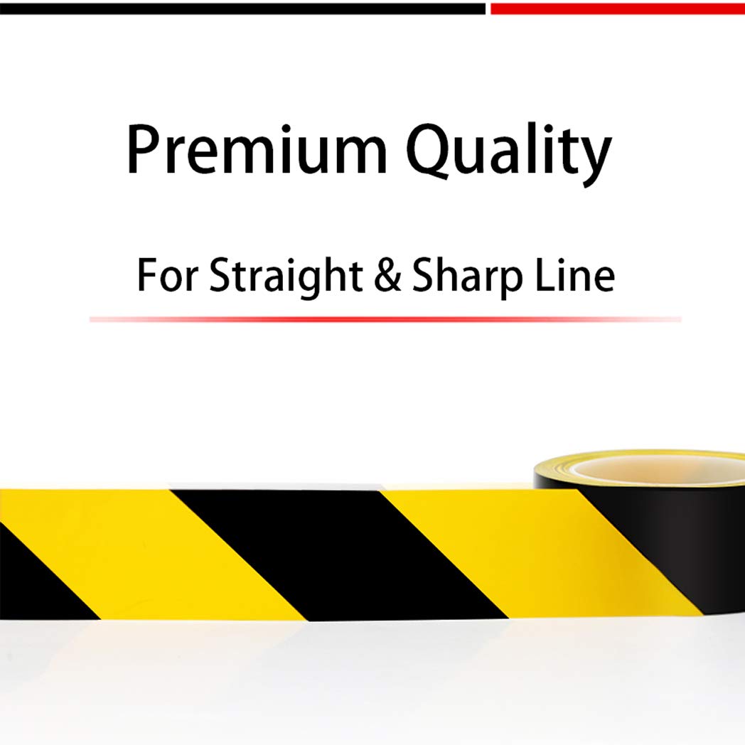 APT Premium Durable Black & Yellow Striped Safety Marking Tape (42 Rolls of 2" x 99Ft) Hazard Caution& Warning, Social Distancing, Warehouse & Gym Floor