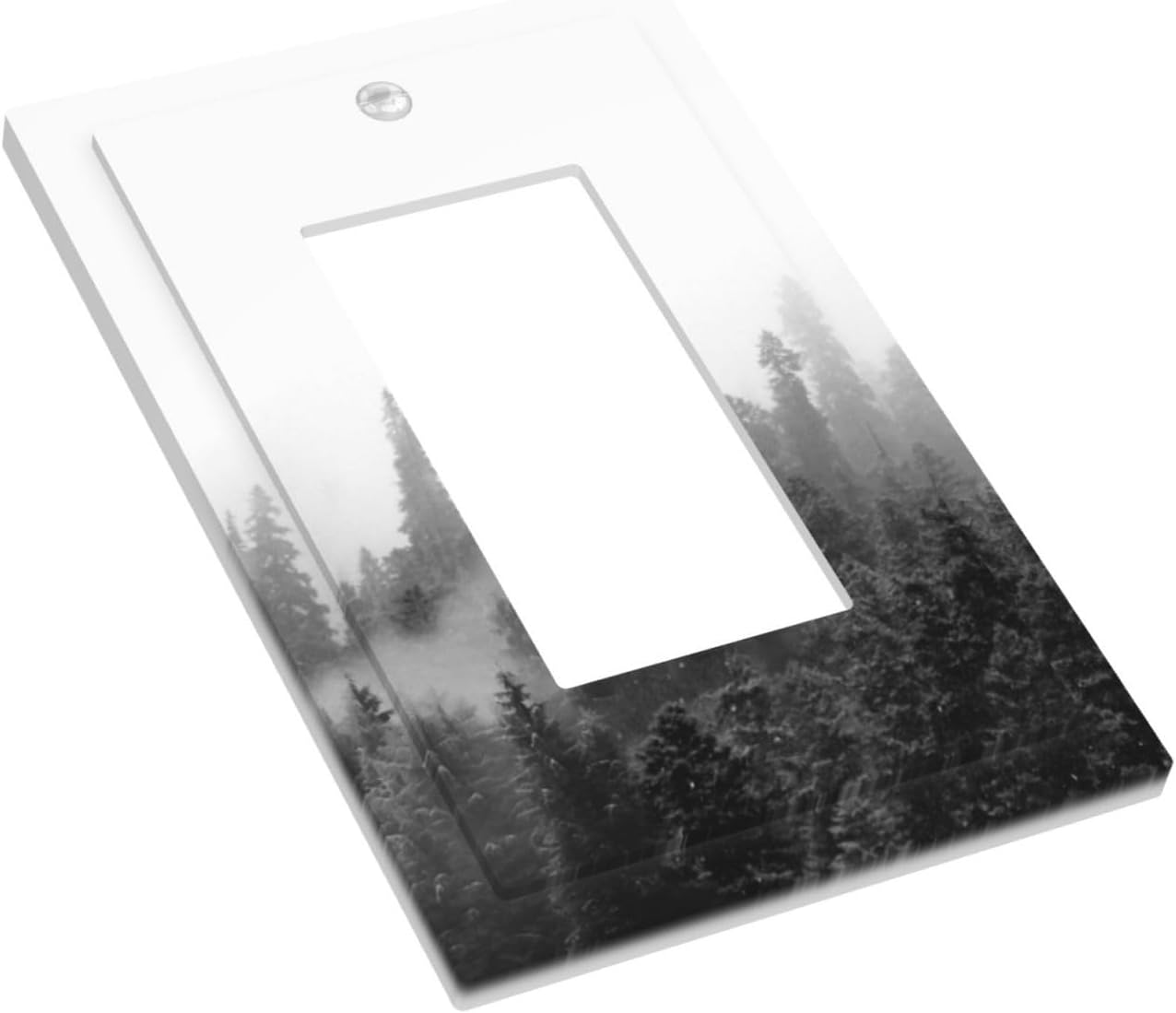 Decorative Outlet Covers Fores Black White Landscape Misty Woods 1 Gang Single Rocker Light Switch Cover Plate Wall Plates Gfci Faceplate For Farmhouse Cabin Decor