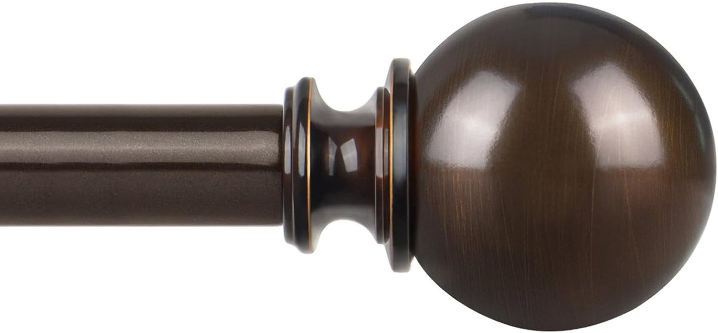 KAMANINA Bronze Curtain Rods for Windows 72 to 144 Inches, Long Curtain Rod 32 to 144 Inches (2.6-12ft), 7/8 Inch Decorative Drapery Rod with Round Finials