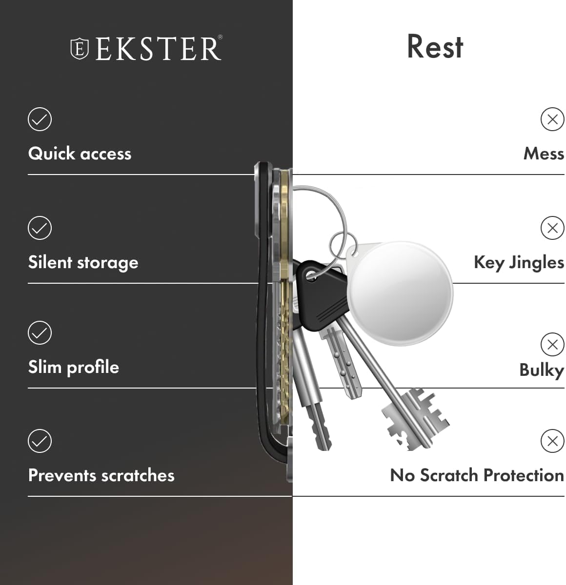 Ekster Smart Keychain Organizer | Compact Key Holder With Bluetooth Finder and Loop for Car Keys | Men's Keyrings Holder (Nappa Black)