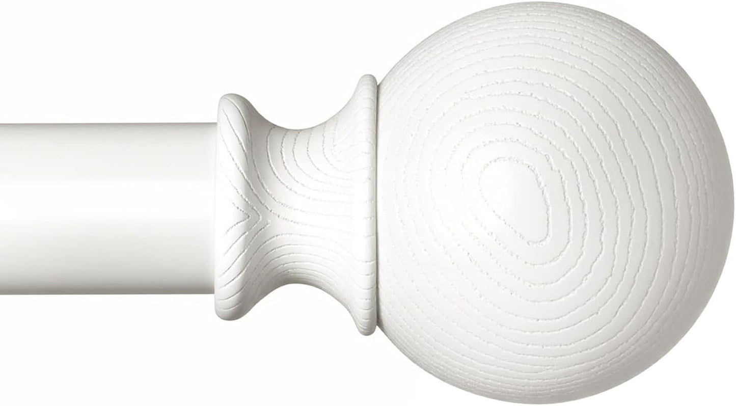 BRIOFOX White Curtain Rods for Windows 28 to 48 Inch(2.3-4ft)- 1'' Diameter Heavy Duty Curtain Rods with Imitation Wood Grain Pattern Finials,Adjustable Decorative Curtain Rods Sets,28-48''