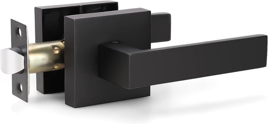 KNOBWELL Black Door Handles 20 Pack, Interior Door Knobs Passage, Modern Door Handle Closet Hallway Square Door Levers Reversible for Left and Right