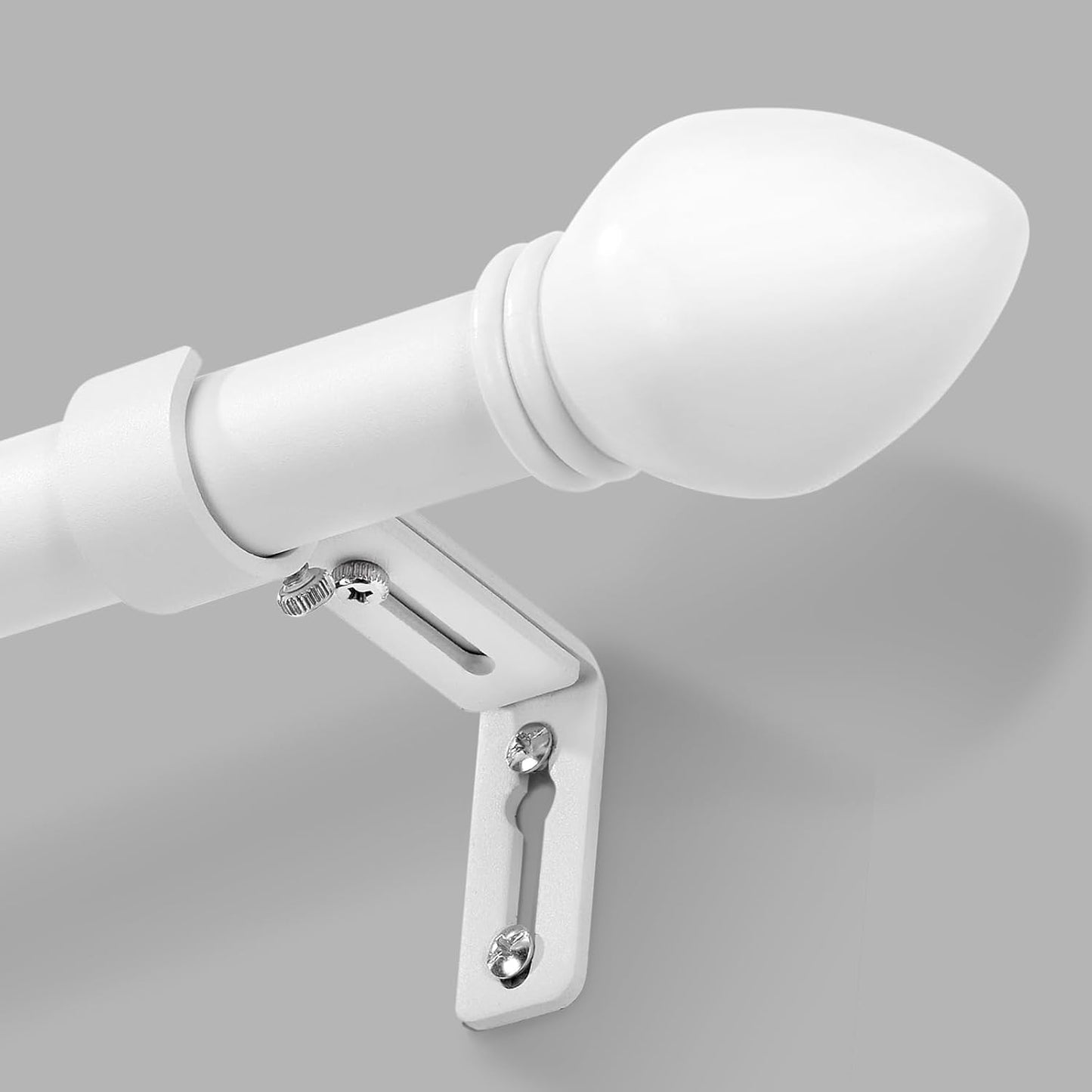 Curtain Rods for Windows 16 to 76 inches, Curtain Rod Max Adjustable Length to 88 in, Drapery Rod 1 inch Diameter with Modern Knobs Finials (White, 16" to 76" - Set of 1)