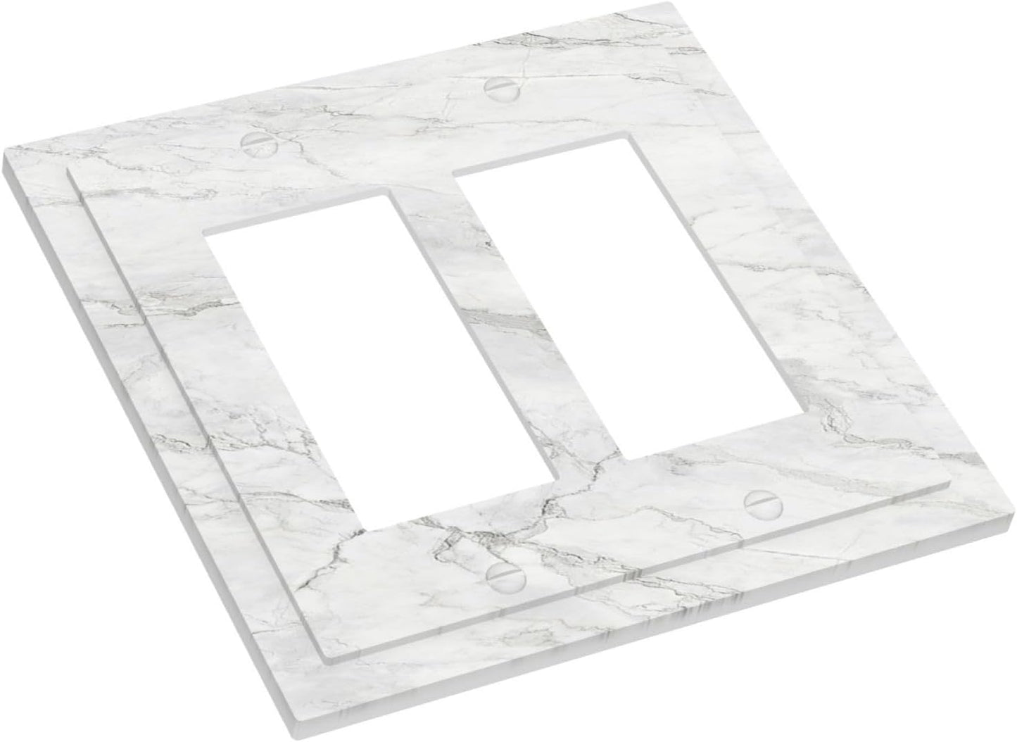Decorative Outlet Covers Marble Granite White And Grey 2 Gang Double GFCI Rocker Electrical Wall Panels Light Switch Cover Plate for Home Bedroom Decor