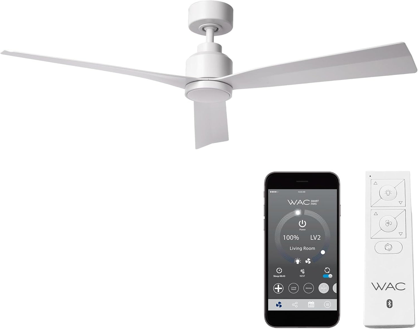 Clean Indoor/Outdoor 3-Blade Smart Compatible Ceiling Fan 52in Matte White with Remote Control and Wall Cradle. Works with iOS/Android, Alexa, Google Assistant, Samsung SmartThings, and Ecobee.