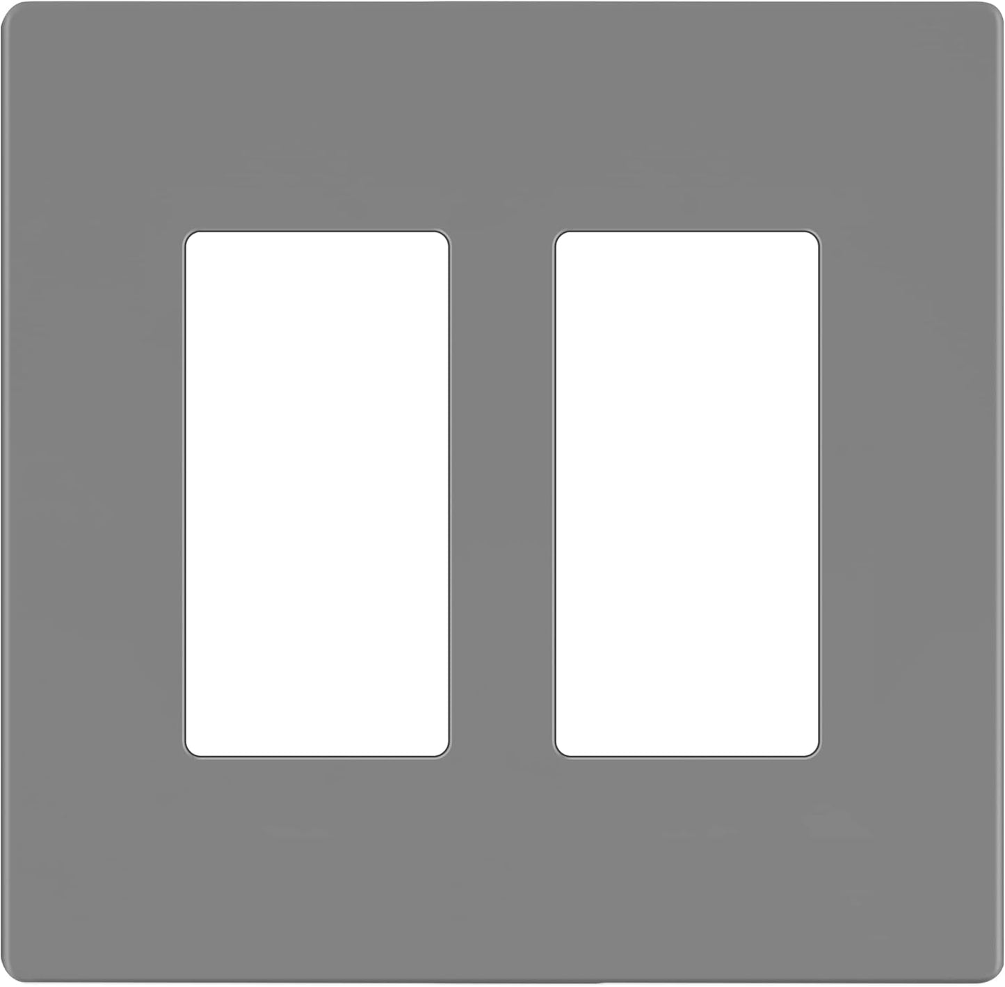 LIDER Matte Finish Decorator Switch Cover, Screwless Wall Plate, Mid-Size 2-Gang 4.88" x 4.92", Unbreakable Polycarbonate Thermoplastic, UL Listed, LSWP-32M-GY, Gray