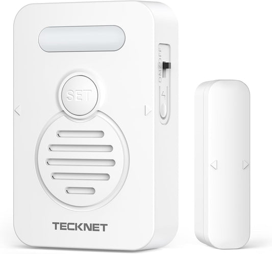 TECKNET Door Alarms for Kids Safety, Window Alarm with Smart Voice Alert, 4-Level Adjustable Volume, Refrigerator Sensor Pool Alarm Door Alarms when opened for Home Security、Fridge、Garage and Basement