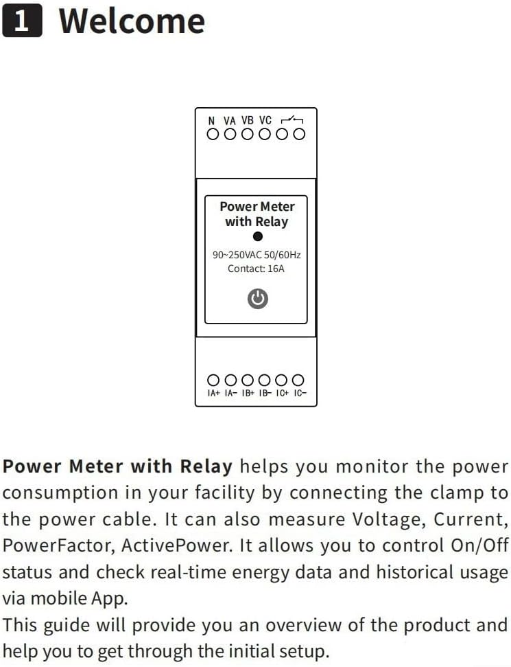 Smart 3‑Phase Din Rail Energy Meter With Clamps,Voltage And Current Monitor For Tuya App Control,Solar Power Consumption And Production Tracking,Overload Protection(80A)