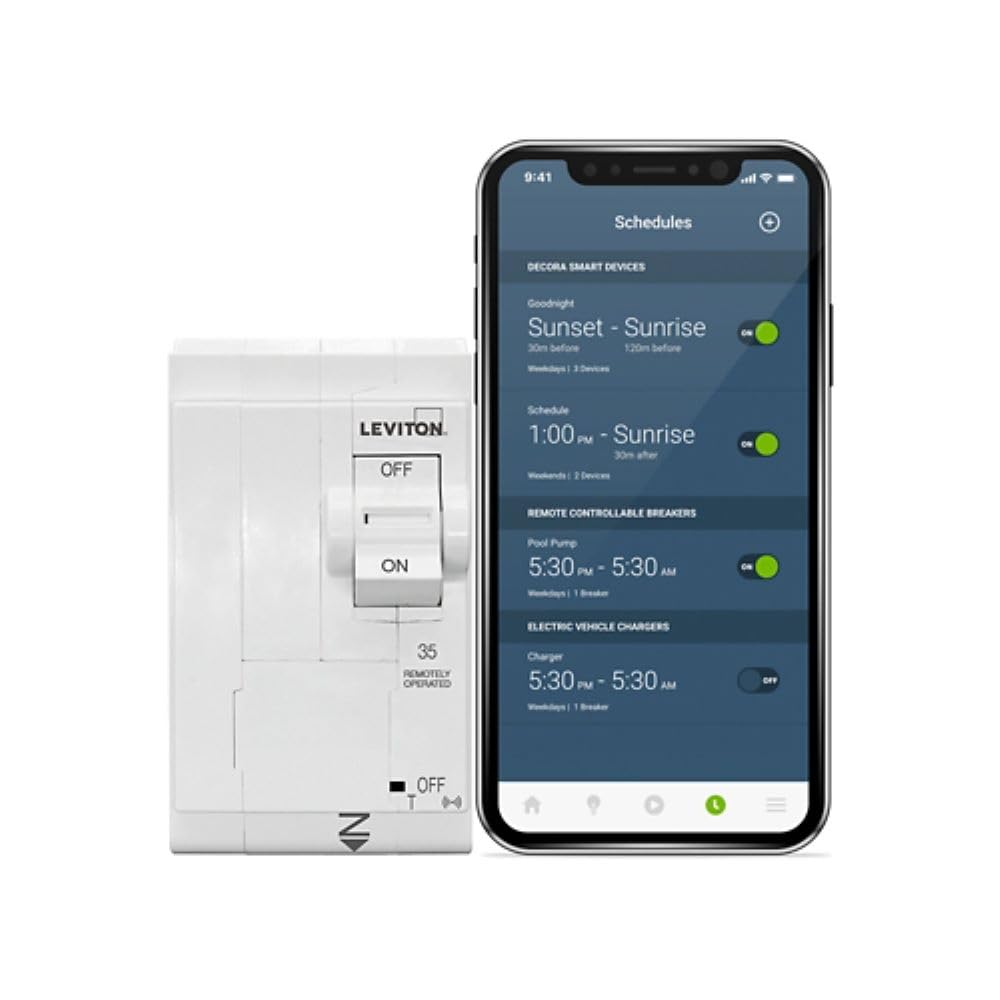 Leviton 2nd Gen Smart Circuit Breaker with Remote Control, Standard, 2-Pole 35 Amp, 120/240-Volt and 120/208-Volt, 10kA Interrupt Rating, LB235-ST