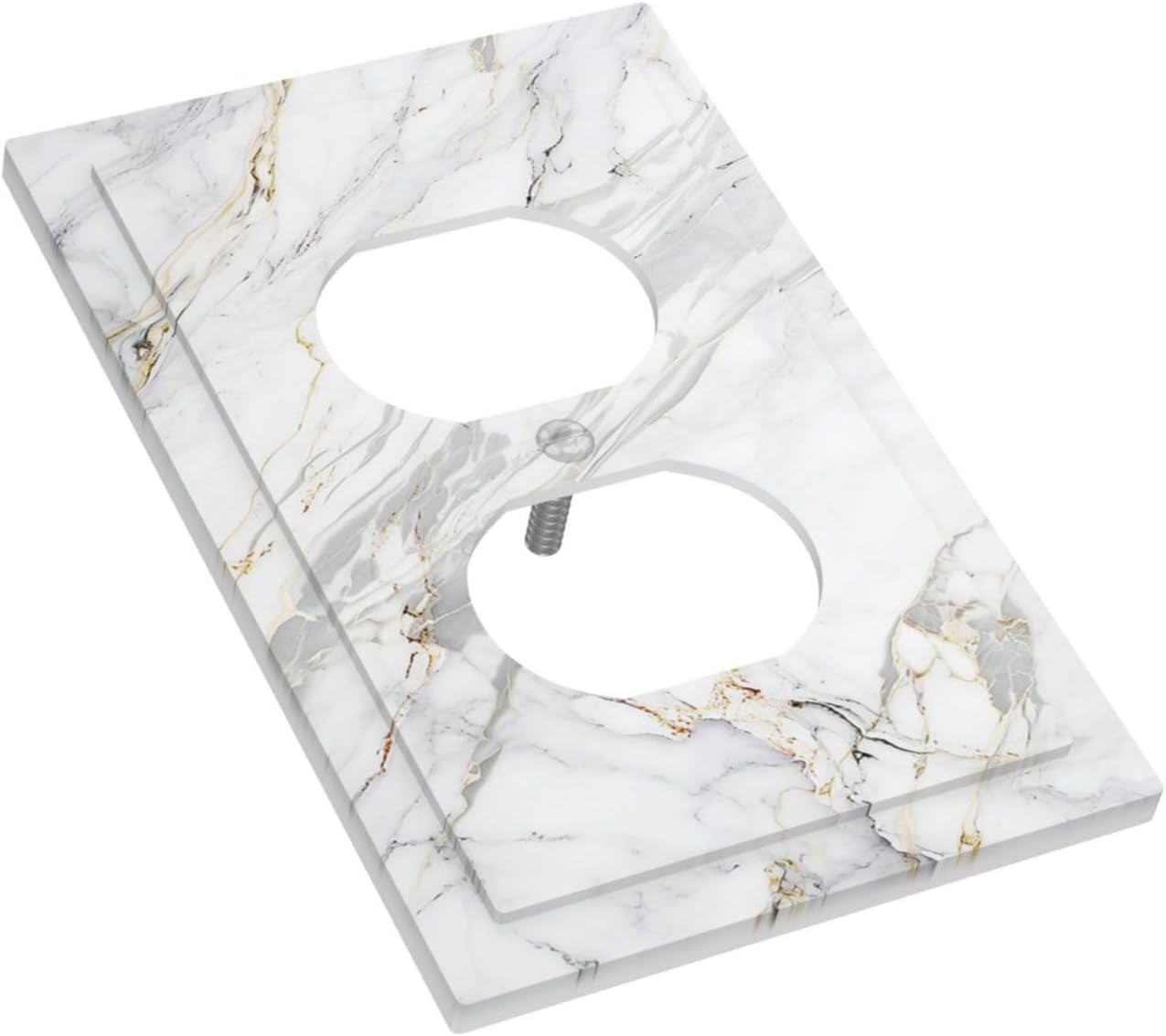 Outlet Covers Gray Gold Marble Abstract Modern Luxury 1 Gang Duplex Light Switch Cover Plate Decorative Switch Plate Covers Electrical Socket Cover for Bedroom Home Decor