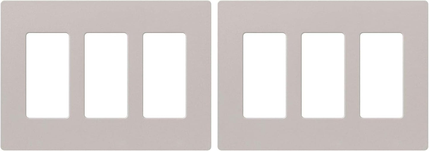 Lutron Claro 3 Gang Decorator/Rocker Wallplate, Satin, Taupe (2-Pack) | SC-3-TP