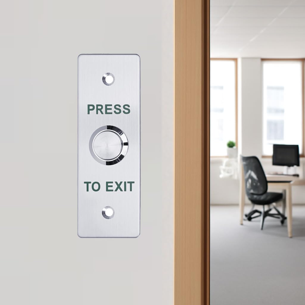 Push to Exit Button，12V DC Push to Exit Switch with LED Light, IP67 Waterproof,NC/NO/COM Outputs, Surface Mount Request-to-Exit Device for Access Control Systems (115X40-A)