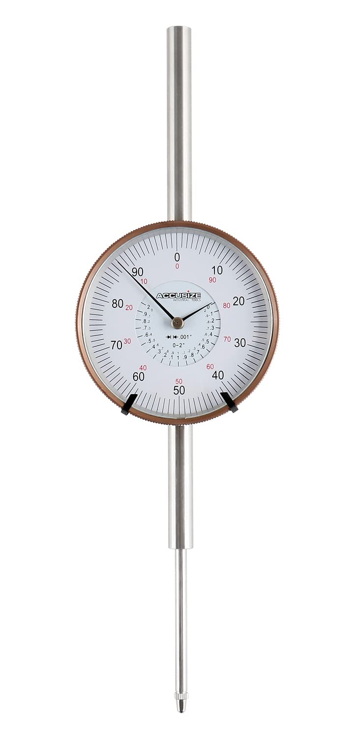 Accusize Industrial Tools Agd2 Style 0-2'' by 0.001'' Dial Indicator with A 3'' Big Face, Lug Back, P900-S090