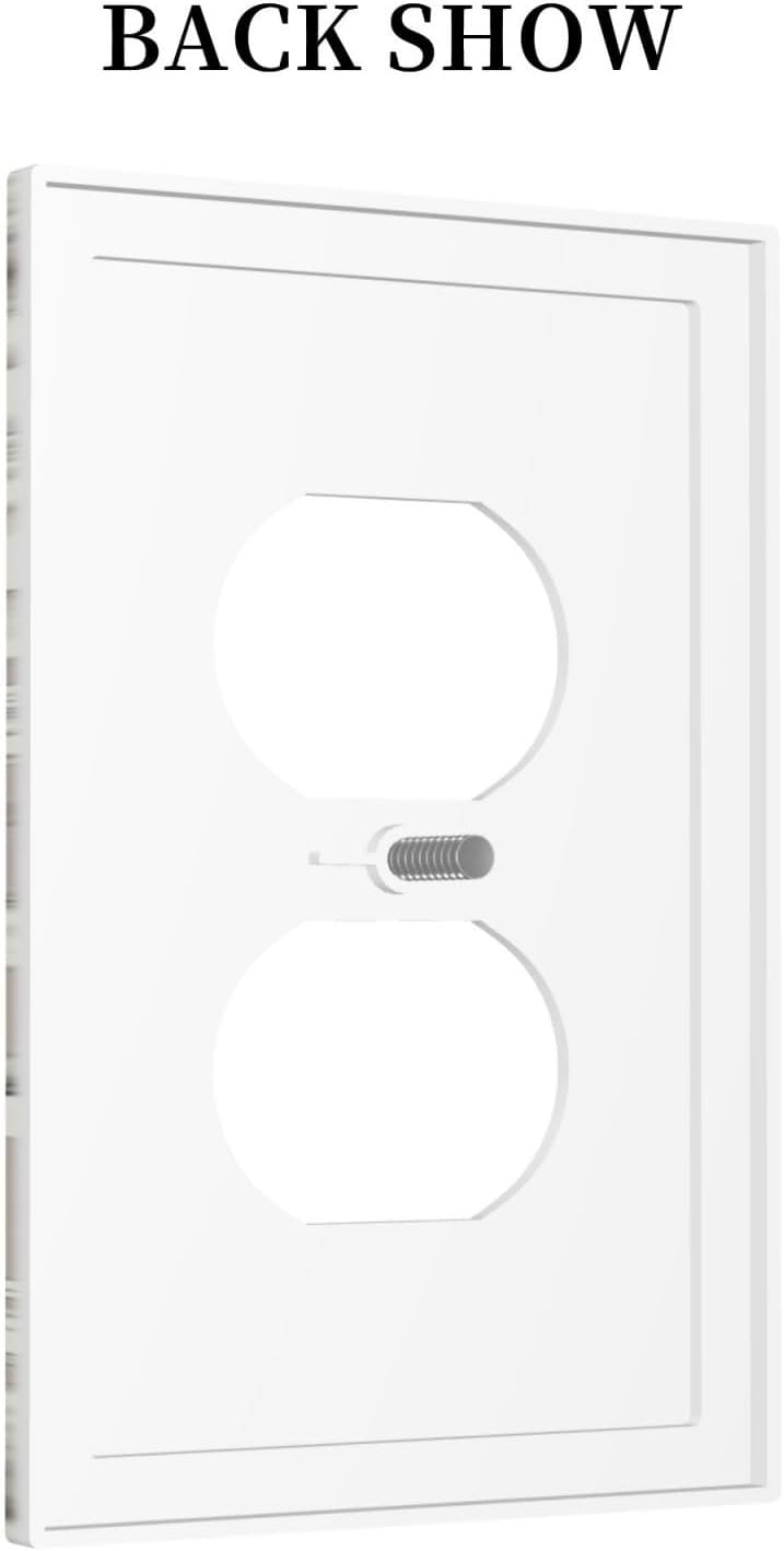 White Poppies Floral Modern Grey Peonies Flowers Outlet Covers 1 Gang Duplex Light Switch Cover Wall Plate Decorative Switch Plates Electrical Receptacle Faceplate for Bedroom Bathroom