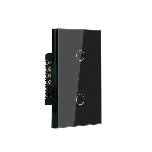 WiFi Smart Light Switch 118X72X34MM Need Neutral Wire,2.4GHz Wi-Fi Touch Switch,Work with Smart Life/Tuya App, Compatible with Alexa and Google Home, Black 2 Gang