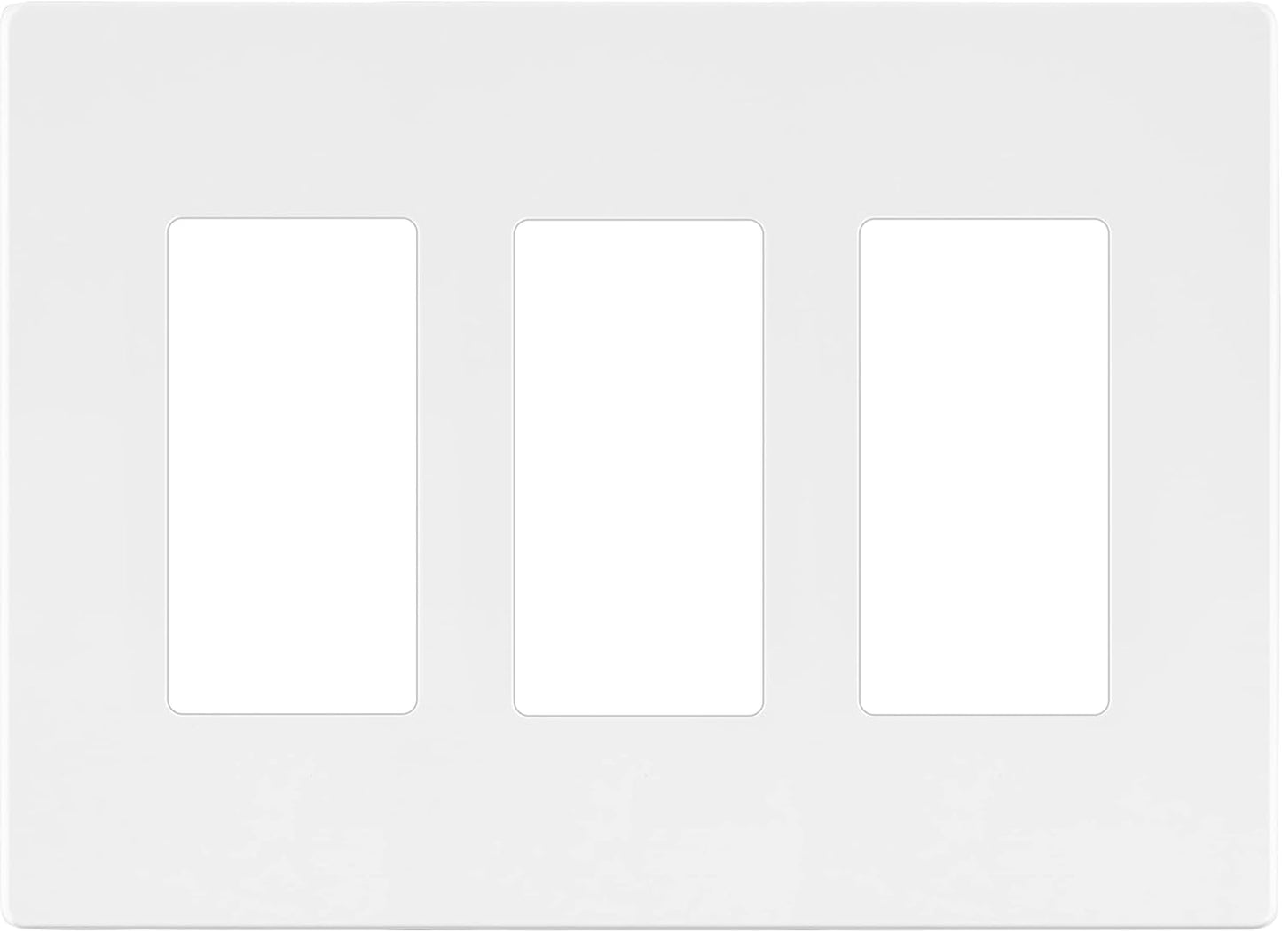 LIDER Matte Finish Triple Decorator Switch Cover, Screwless Wall Plate, Mid-Size 3-Gang 4.88" x 6.77", Polycarbonate Thermoplastic, UL Listed, LSWP-33M-W, White