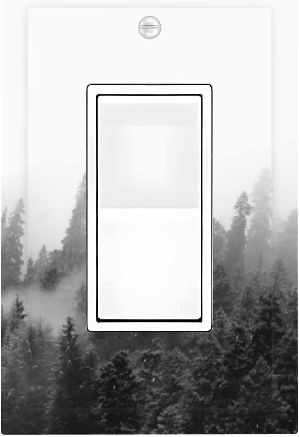Decorative Outlet Covers Fores Black White Landscape Misty Woods 1 Gang Single Rocker Light Switch Cover Plate Wall Plates Gfci Faceplate For Farmhouse Cabin Decor