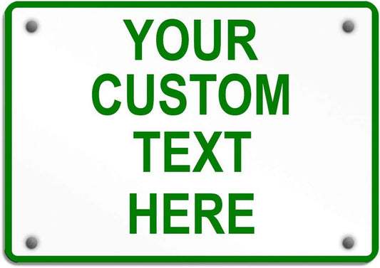 Aluminum Weatherproof Metal Sign Multiple Sizes Custom Personalized Text Here White Green Directions Horizontal Street Signs 10x7Inches