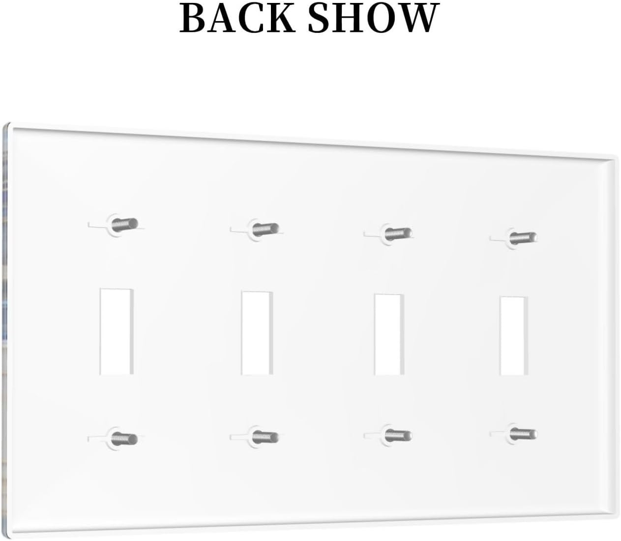 Decorative Light Switch Cover Plate Blue White Flower Gold Line Cloud 4 Gang Wall Plates for Electrical Outlets Quad Toggle Switch Plate Covers Outlet Covers Faceplate for Home Decor