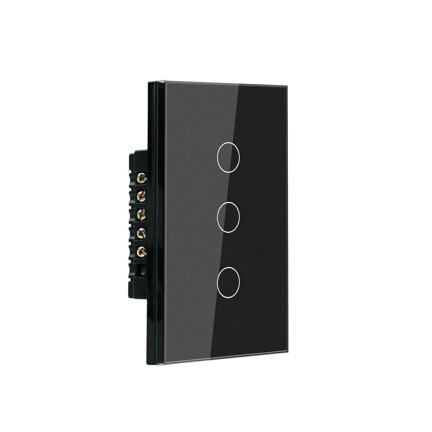 WiFi Smart Light Switch 118X72X34MM Need Neutral Wire,2.4GHz Wi-Fi Touch Switch,Work with Smart Life/Tuya App, Compatible with Alexa and Google Home, Black 3 Gang