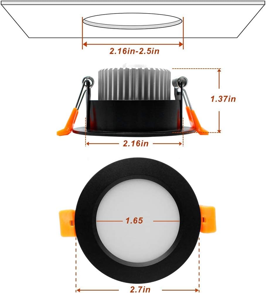 YGS-Tech 2 Inch LED Recessed Lighting, Dimmable Downlight 3W(35W Halogen Equivalent), CRI80, 4000K Natural White Ceiling Light with LED Driver(1 Pack)