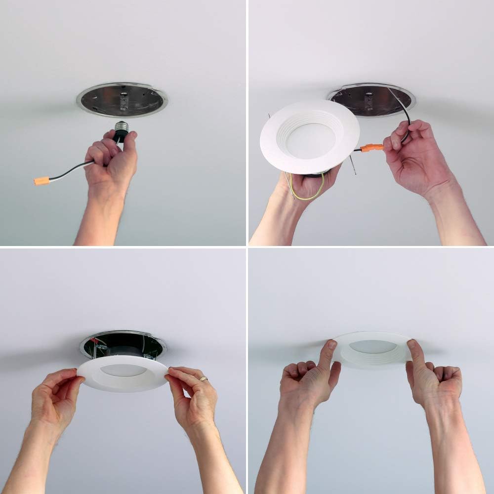 Halo LT 5 inch and 6 inch White Integrated LED Recessed Ceiling Light Retrofit Trim – 3000K – Soft White (6 Pack)