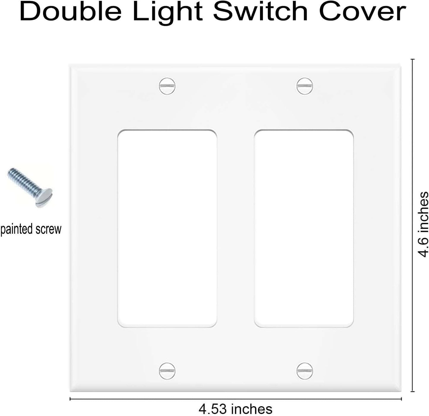 Decorator Wall Plates 2-Gang Switch Outlet Electrical Cover Plate Unbreakable Thermoplastic Faceplate for Light Receptacle Outlet Switch, White (10 Pack)