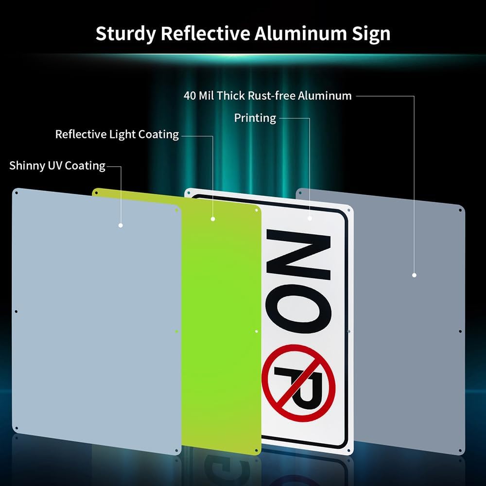 2 Pack No Parking Sign, 14"x 10" .040 Rust Free Aluminum – Reflective, UV Protected and Weatherproof