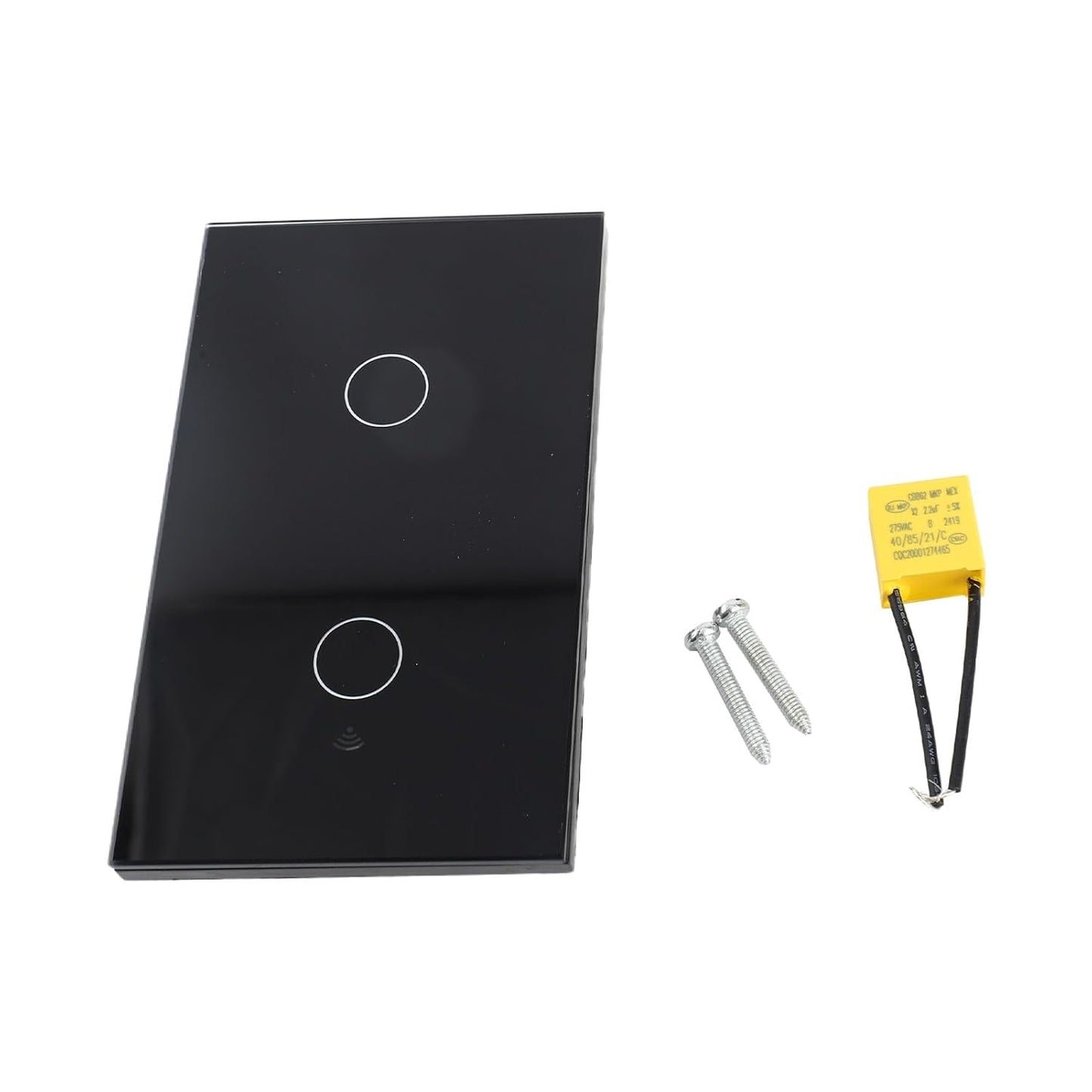 aqxreight WiFi Touch Panel 2 Gang Light Switch for Home with Remote Control and Voice Compatibility in Black