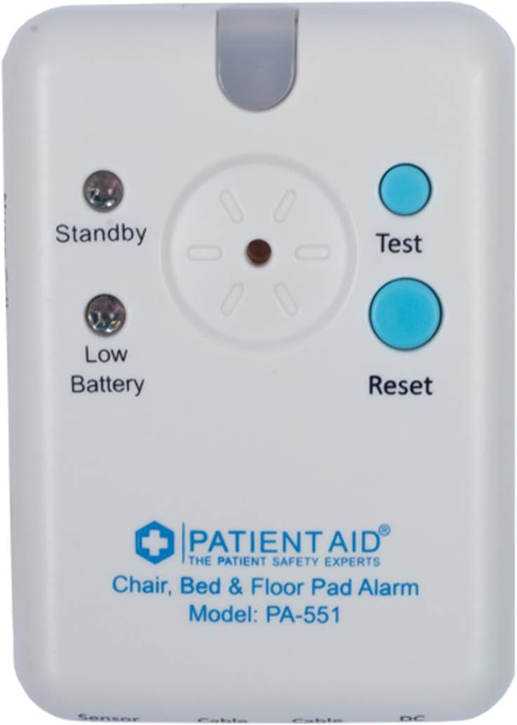 Patient Aid Advanced Bed and Floor Alarm for Elderly Monitoring - 10" x 30" Underpad with Motion Sensor Bed Alarm, 3 Ring Chime & 3 Mounting Options, with AC Adapter & 9V Battery
