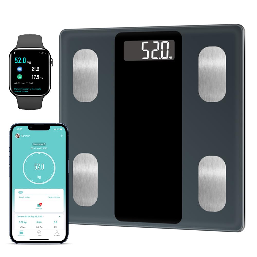 Smart Scale for Body Weight, Digital Bathroom Scale for Weight Fat BMI Muscle Mass Body Composition Analyzer, Larger Platform, Bluetooth Highly Accurate Weighing Machine 400lb (Black 263)