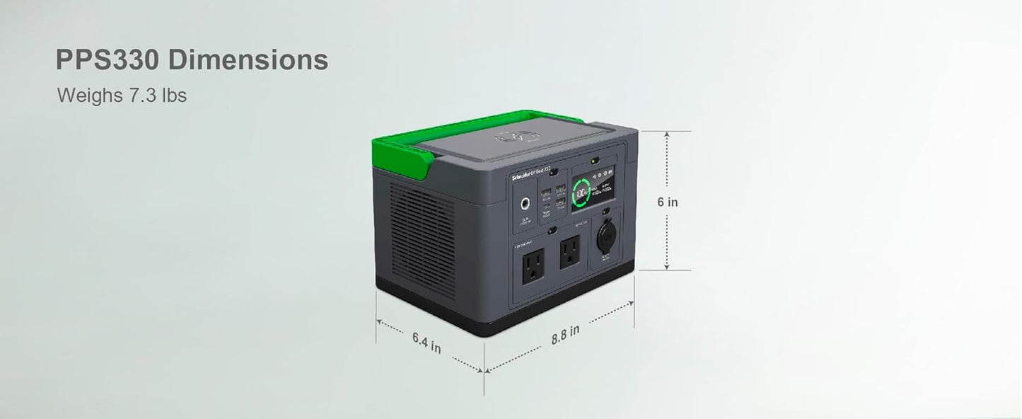 Schneider OffGrid 332Wh Portable Power Station, PPS330 Portable Solar Generator with Wireless Charging Pad, for Camping or Home