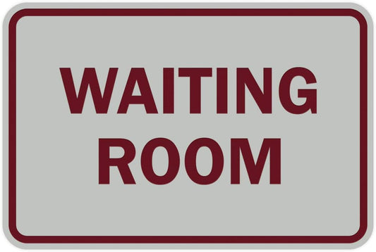 Signs ByLITA Classic Framed Waiting Room (Light Grey/Burgundy) - Small 2 Pack