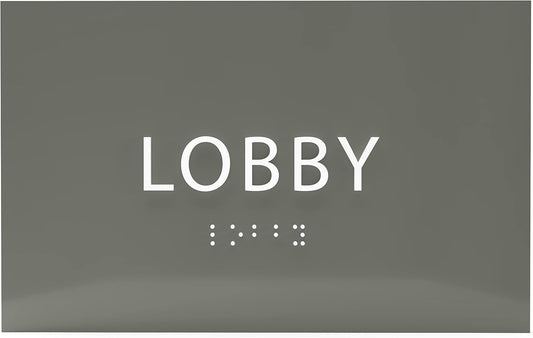 6" X4" Lobby Sign - Tactile Graphics Grade 2 Braille Text Reception Area Sign| Utility ADA Compliant Wall Mount Plastic Signs For Hospital, Offices, Businesses & Apartments