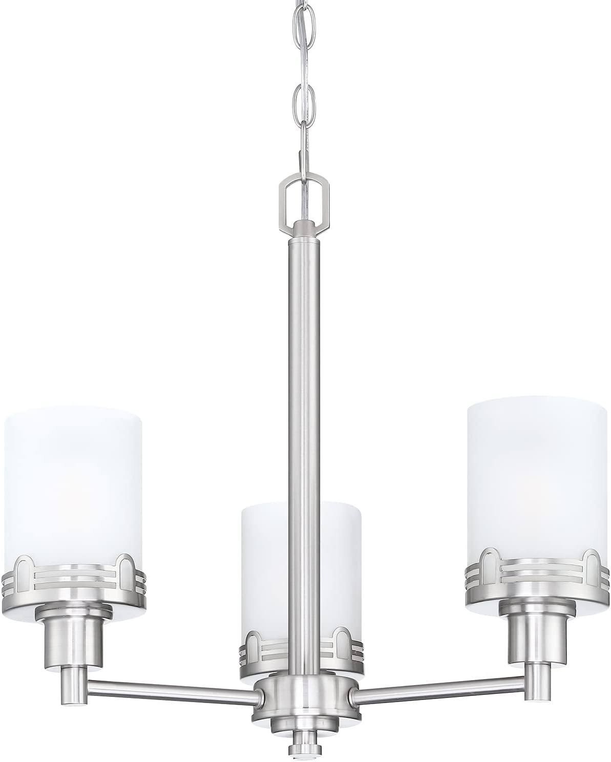 Doraimi Lighting 3 Light Fashion Kitchen Island Frosted Glass Shade+Hollow Metal Shade Chandelier Light Fixture,Brushed Nickel Finish Dining Room Living Room Corridor Bedroom