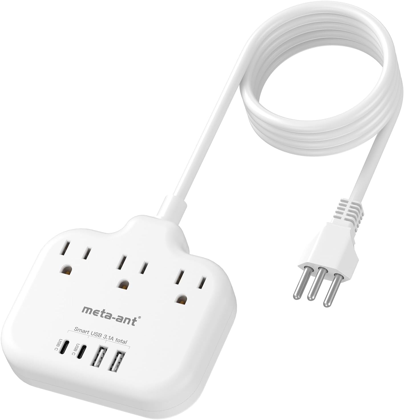 Switzerland Travel Plug Adapter with 5FT Extension Cord, meta-ant Type J Adapter with 3 Outlets 4 USB Ports(2 USB-C), Switzerland Power Adapter for US to Swiss Switzerland Liechtenstein Rwanda