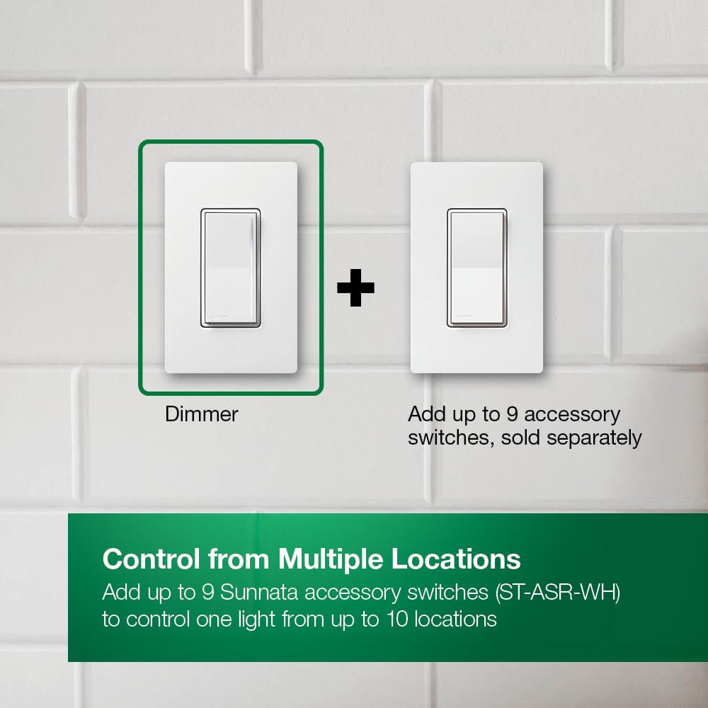 Lutron Sunnata Touch Dimmer Light Switch, LED+ Advanced Technology for LED and Incandescent, 3 Way/Multi Location, STCL-153M-IV, Ivory