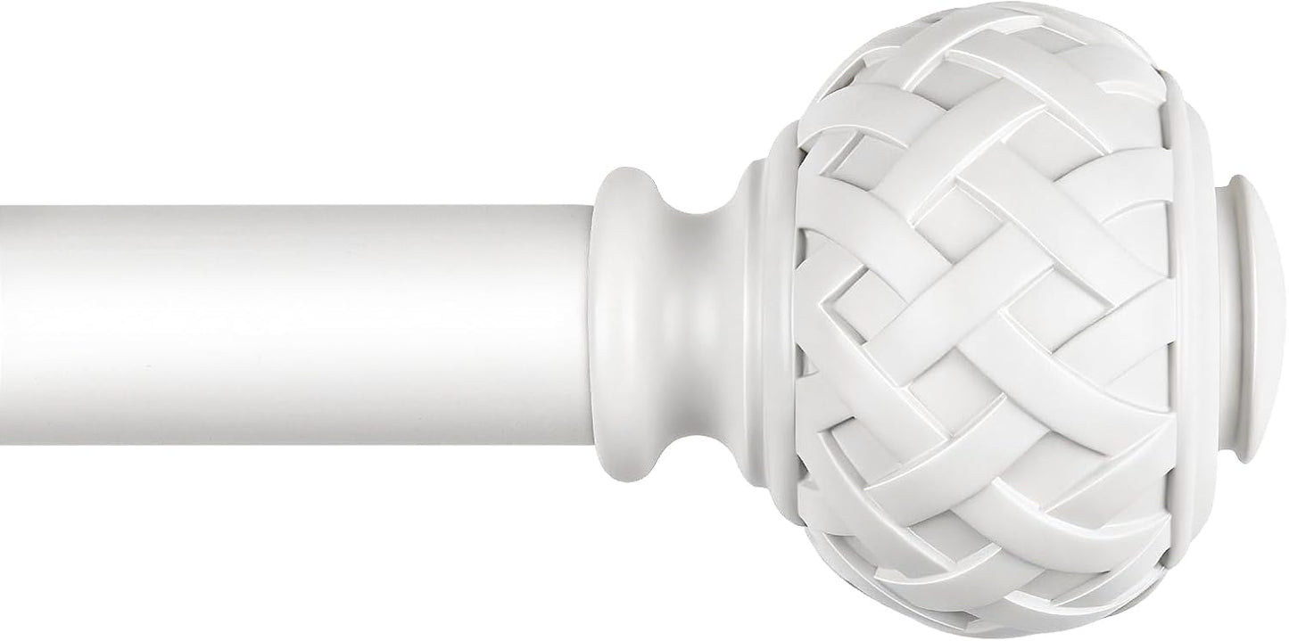 TONIAL White Curtain Rod 32 to 86 Inches, 7/8 Adjustable Curtain Rods for Windows 20 to 82 Inches, Splicing Drapery Rods Heavy duty with Netted Texture Finials