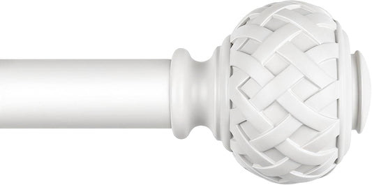 TONIAL White Curtain Rod 32 to 86 Inches, 7/8 Adjustable Curtain Rods for Windows 20 to 82 Inches, Splicing Drapery Rods Heavy duty with Netted Texture Finials