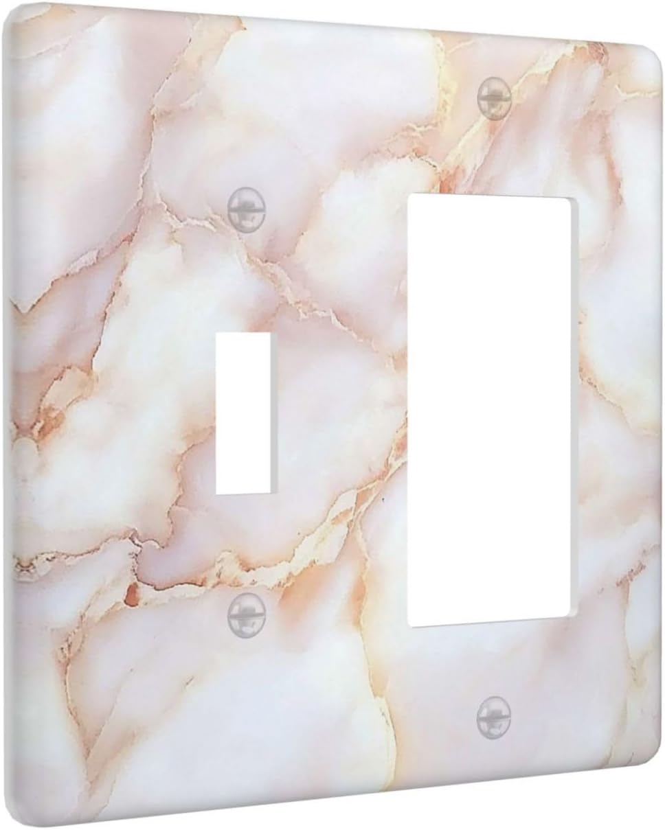 Outlet Covers Pink Jade Marble Granite 1 Toggle 1 Rocker Combination Decorative Wall Plate Electrical Switch Plates Light Switch Cover Plate For Bathroom Kitchen Decor