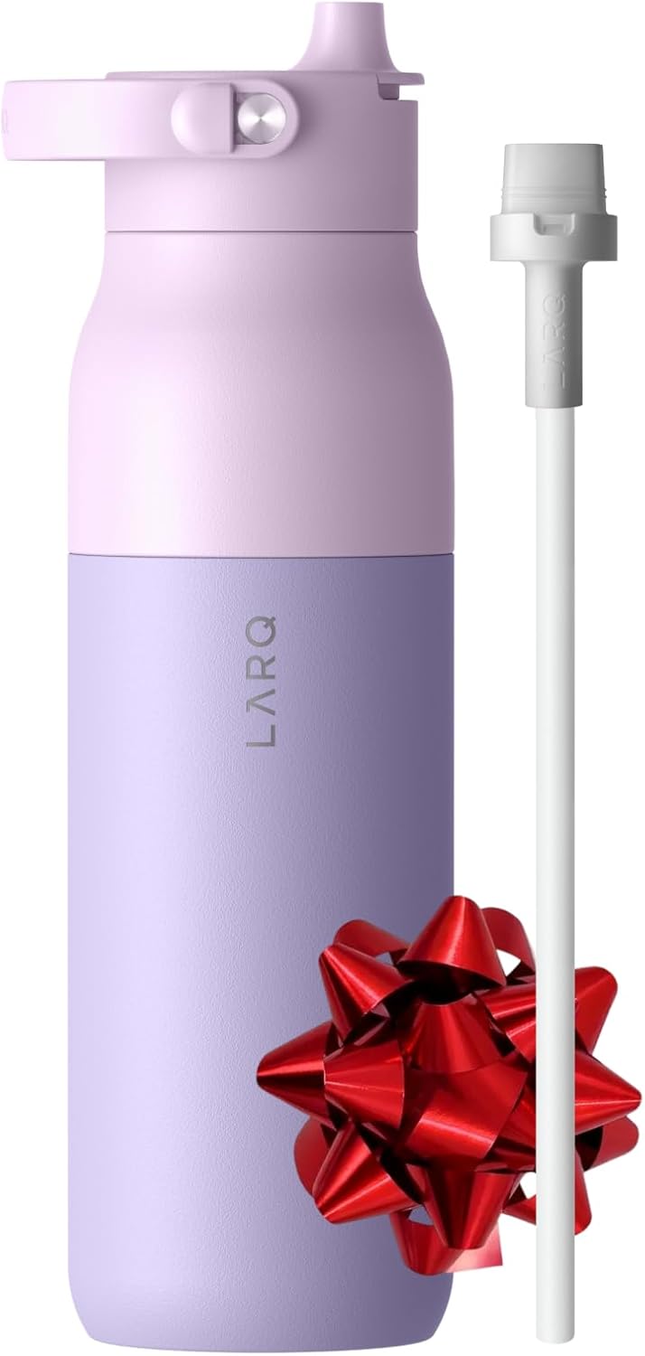 LARQ Bottle Swig Top 23oz - Insulated Stainless Steel Water Bottle With Built-In Silicone Handle | BPA Free | Reusable Water Bottle for Sports, Gym, and Travel, Luberon Lavender