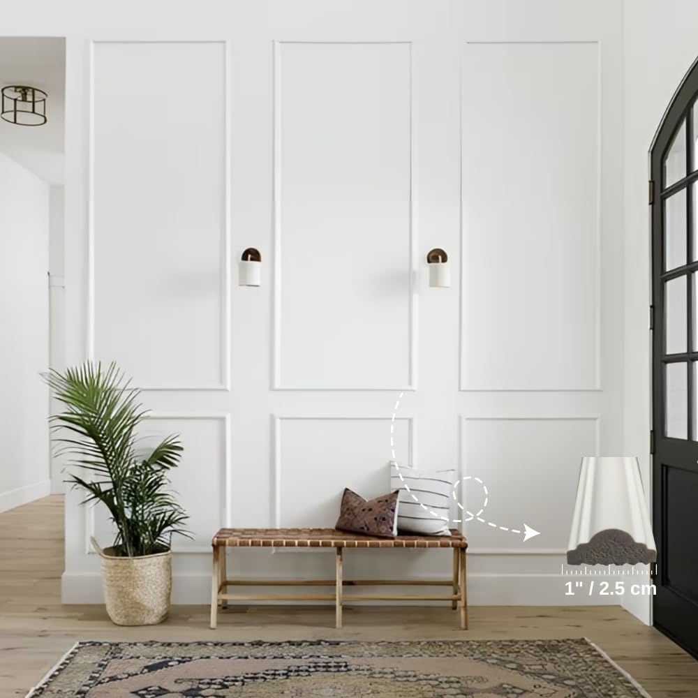 Peel and Stick Wall Molding Kit – Pre Cut Wainscoting Panels, DIY Molding Trim for Walls, Easy Install Accent Wall Kit, Peel and Stick Wainscoting Panels, Wainscoting Panels