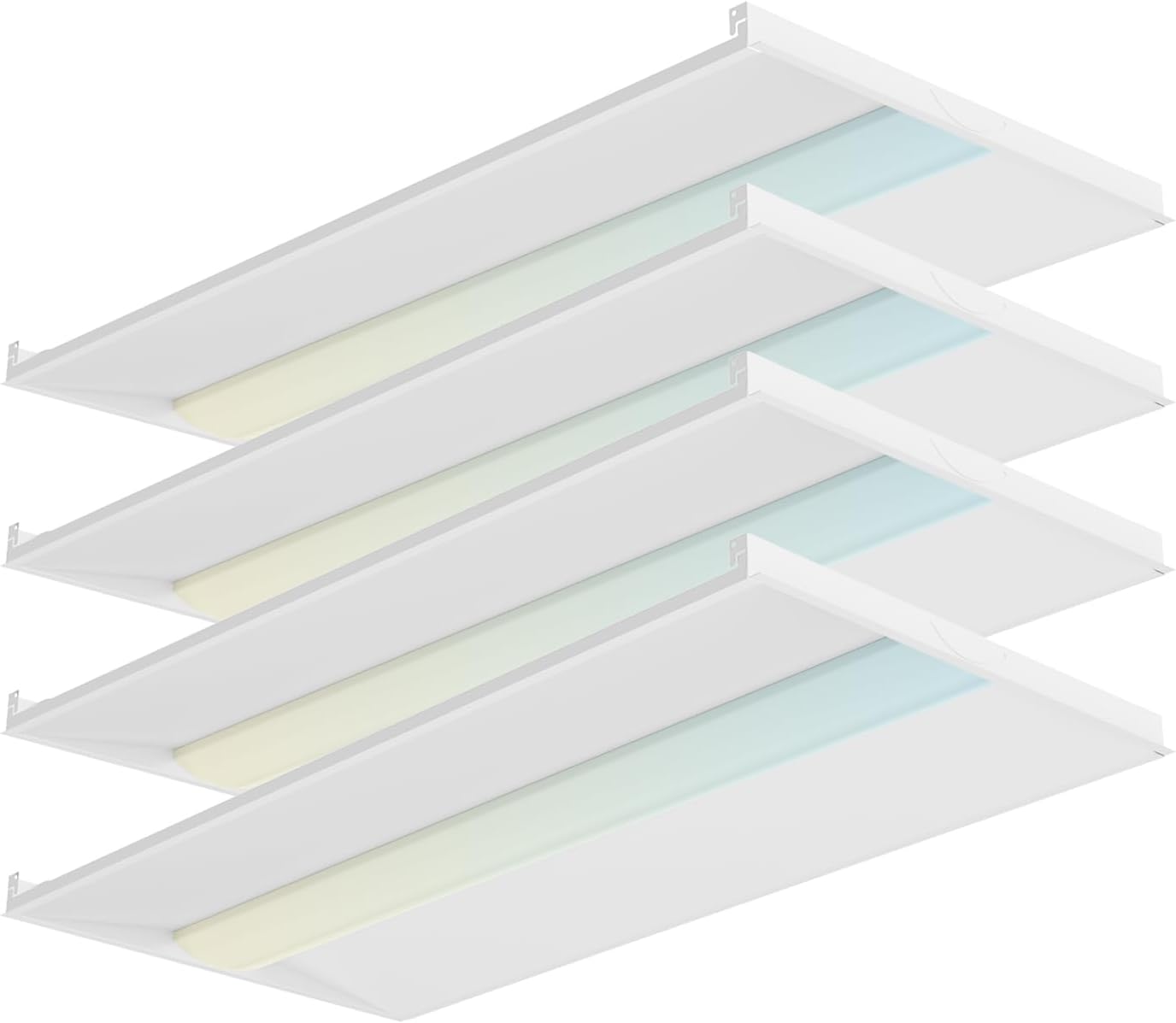 2x4 LED Troffer Light,25W/30W/35W/40W/50W & 3000K/3500K/4000K/5000K Selectable,6500LM 0-10V Dimmable,ETL DLC Listed,100-277V,for Office & Warehouse,4 Pack